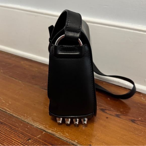 Alexander Wang SS16 Sample Lia Studded Crossbody Saddle Bag Silver Black Leather - Picture 4 of 16